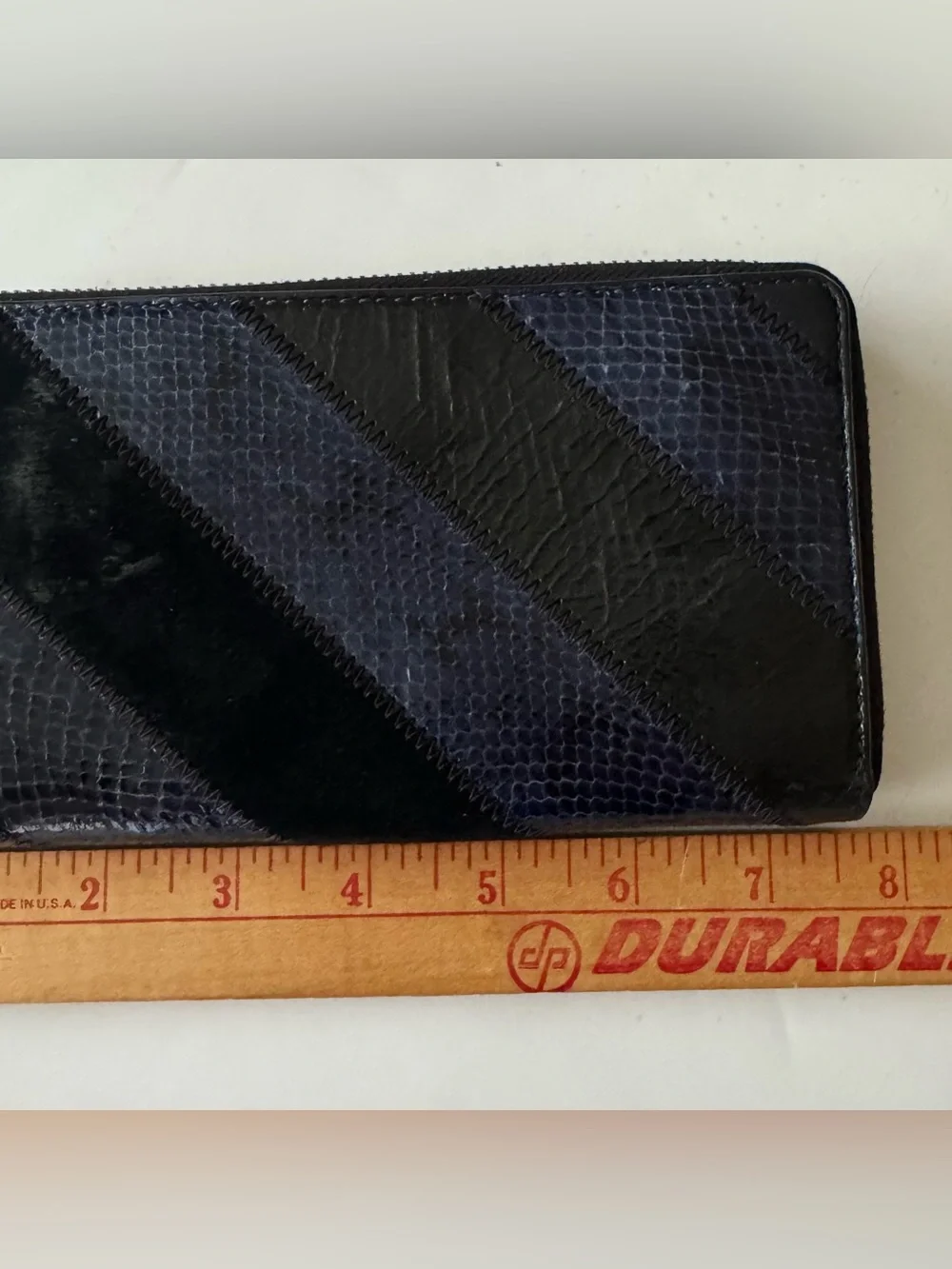 Tory Burch Gemini Link Blue Black Snakeskin Wallet